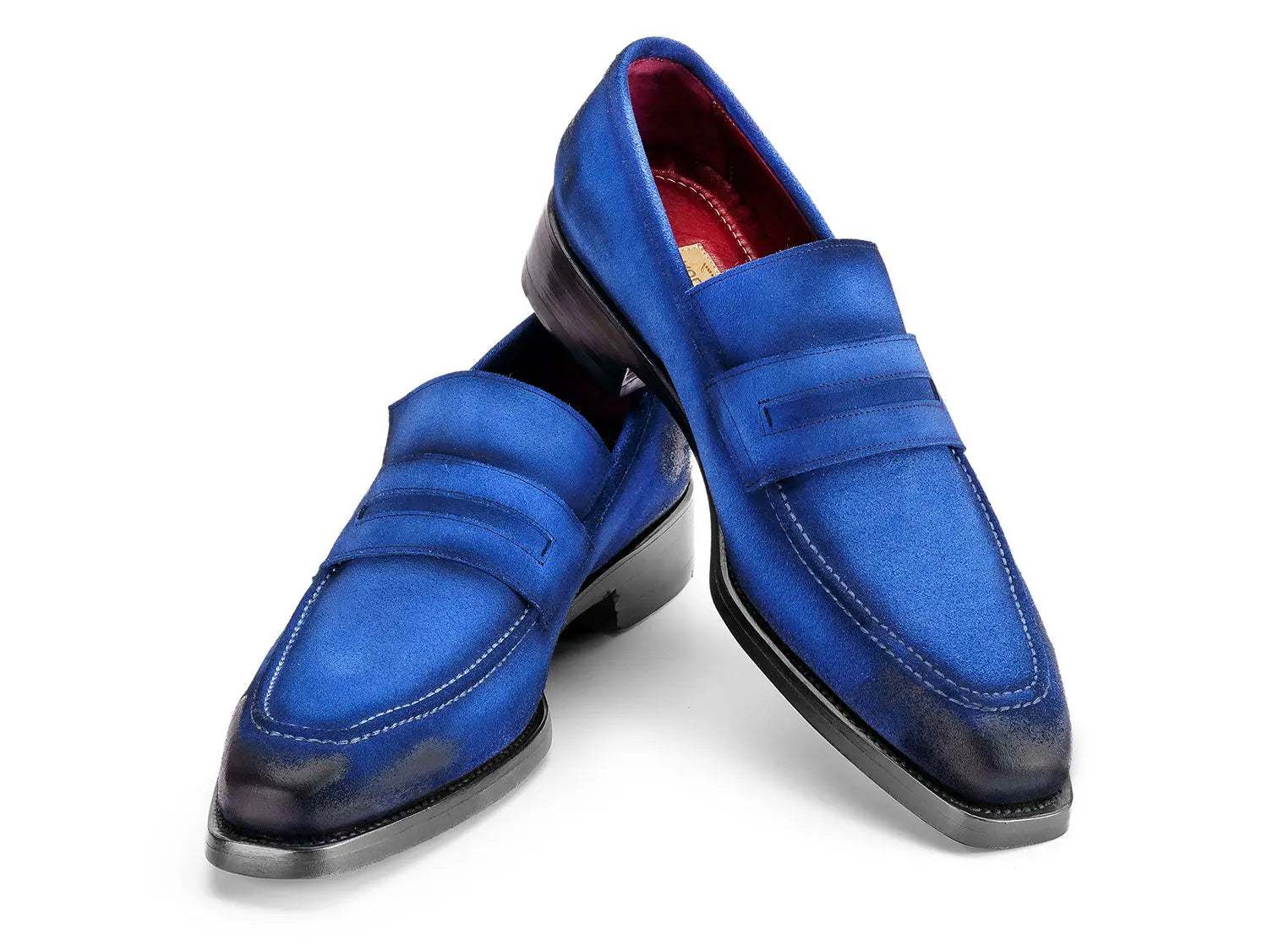 Paul Parkman Men's Antique Blue Suede Goodyear Welted Loafers (ID#36BQ94) PAUL PARKMAN