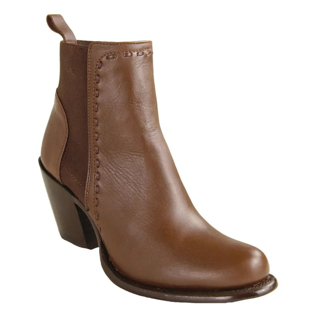 Los Altos 37BE2607 Women's Brown Genuine Porto Leather Oval Toe Ankle Boots
