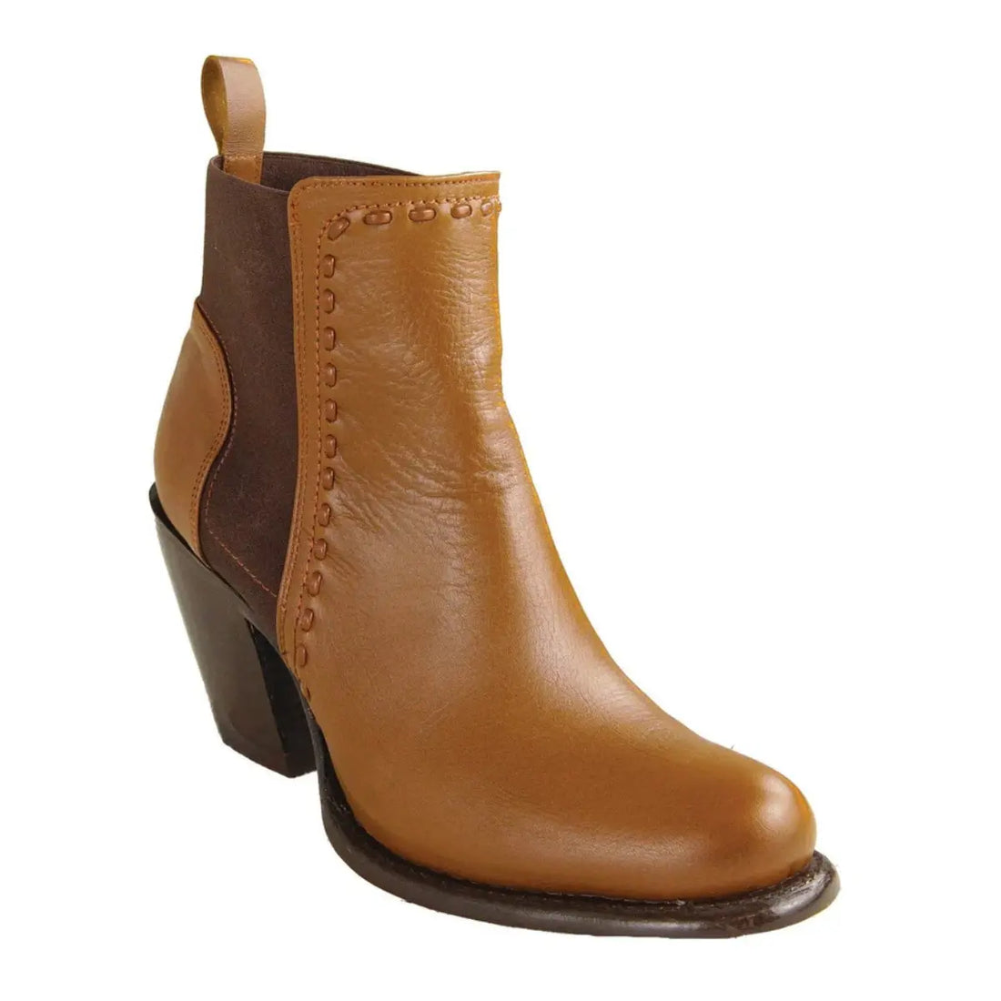 Los Altos 37BE2651 Women's Honey Genuine Porto Leather Oval Toe Ankle Boots