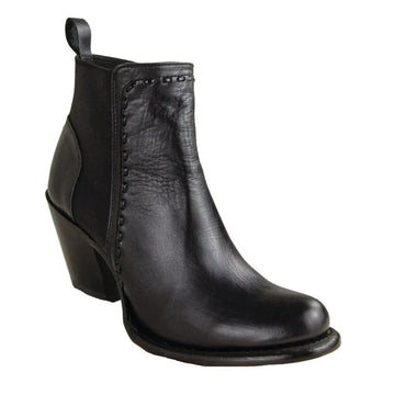 Los Altos 37BE4705 Women's Black Genuine Leather Oval Toe Ankle Boots