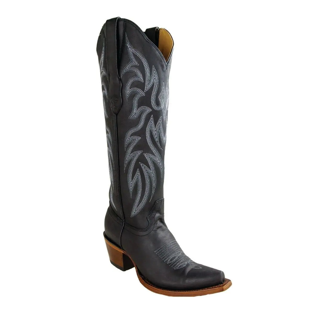 Los Altos 3815005 Women's Black Genuine Leather Snip Toe Cowgirl Boots