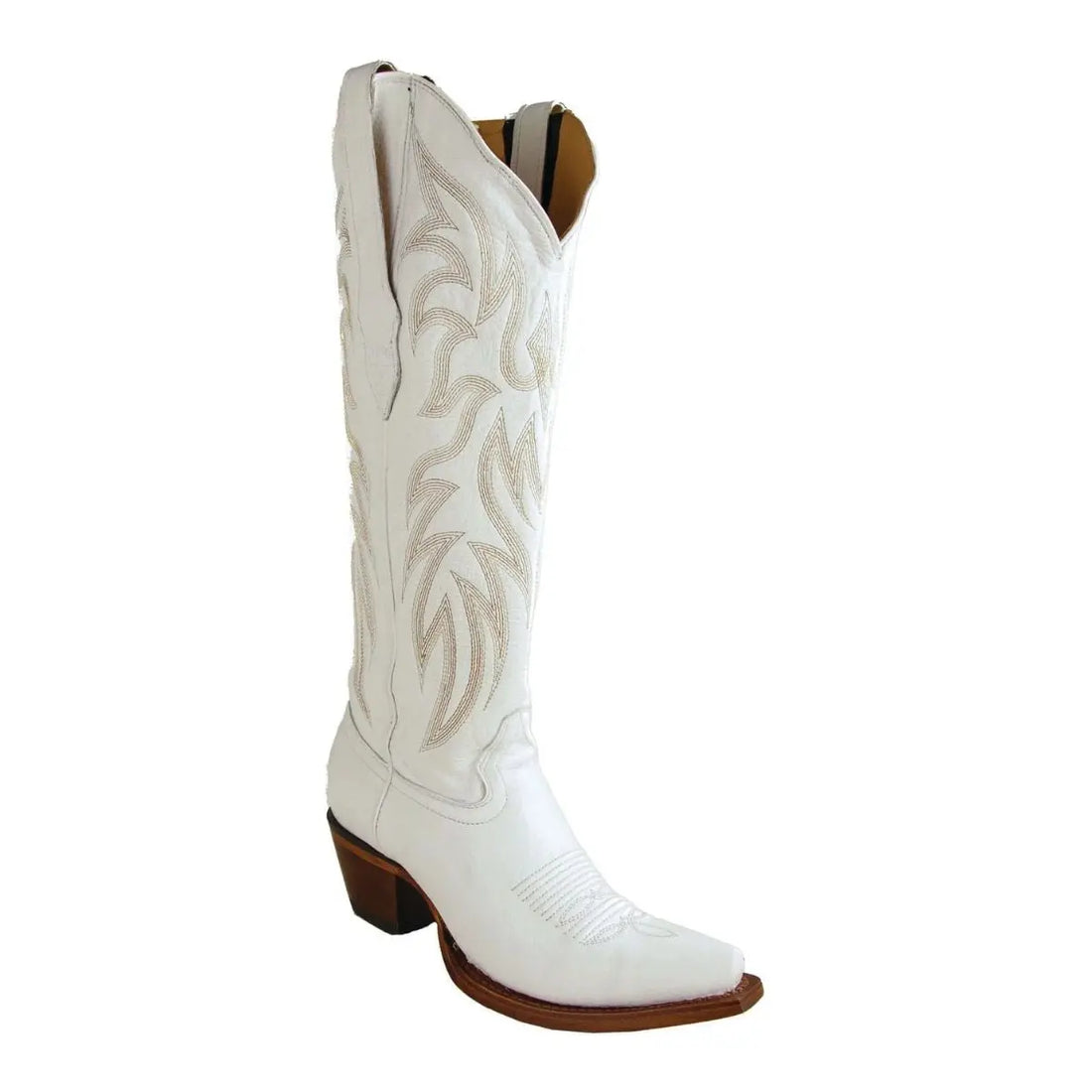 Los Altos 3818328 Women's White Genuine Deer Snip Toe Cowgirl Boots
