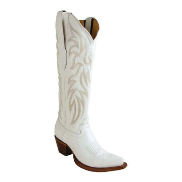 Los Altos 3818328 Women's White Genuine Deer Snip Toe Cowgirl Boots