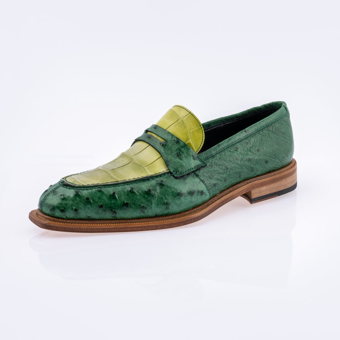 Mauri 3862 Cyprus/Crispy Green Genuine Ostrich/Alligator Loafers