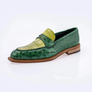 Mauri 3862 Cyprus/Crispy Green Genuine Ostrich/Alligator Loafers