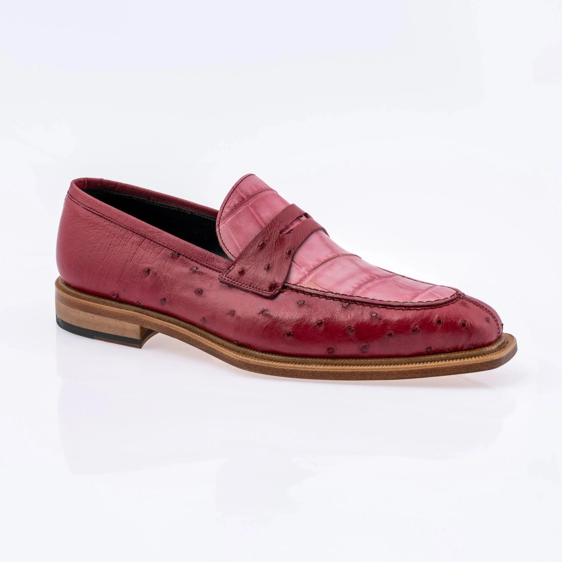 Mauri 3862 Ruby Red/Pink Genuine Ostrich/Alligator Loafers