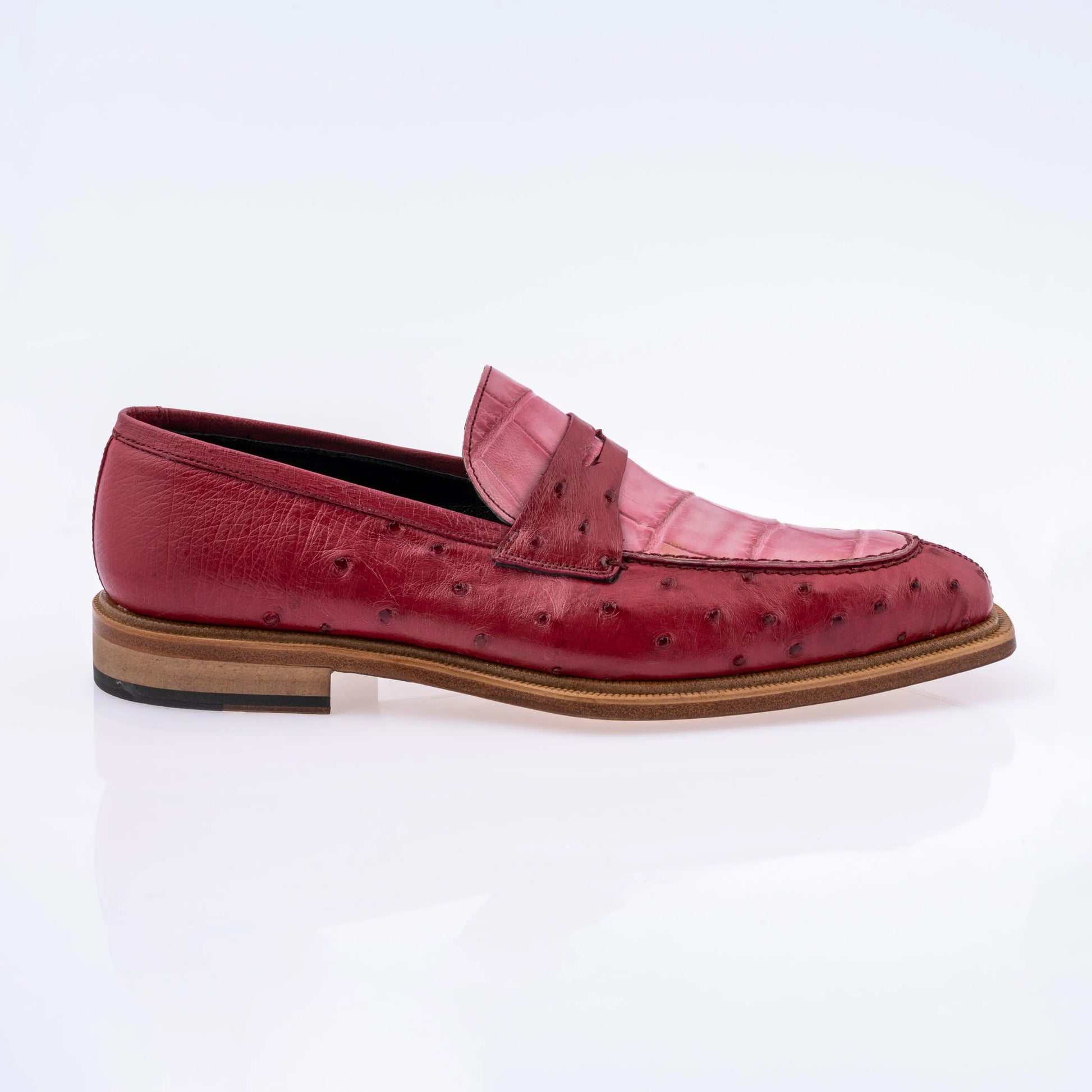 Mauri 3862 Ruby Red/Pink Genuine Ostrich/Alligator Loafers