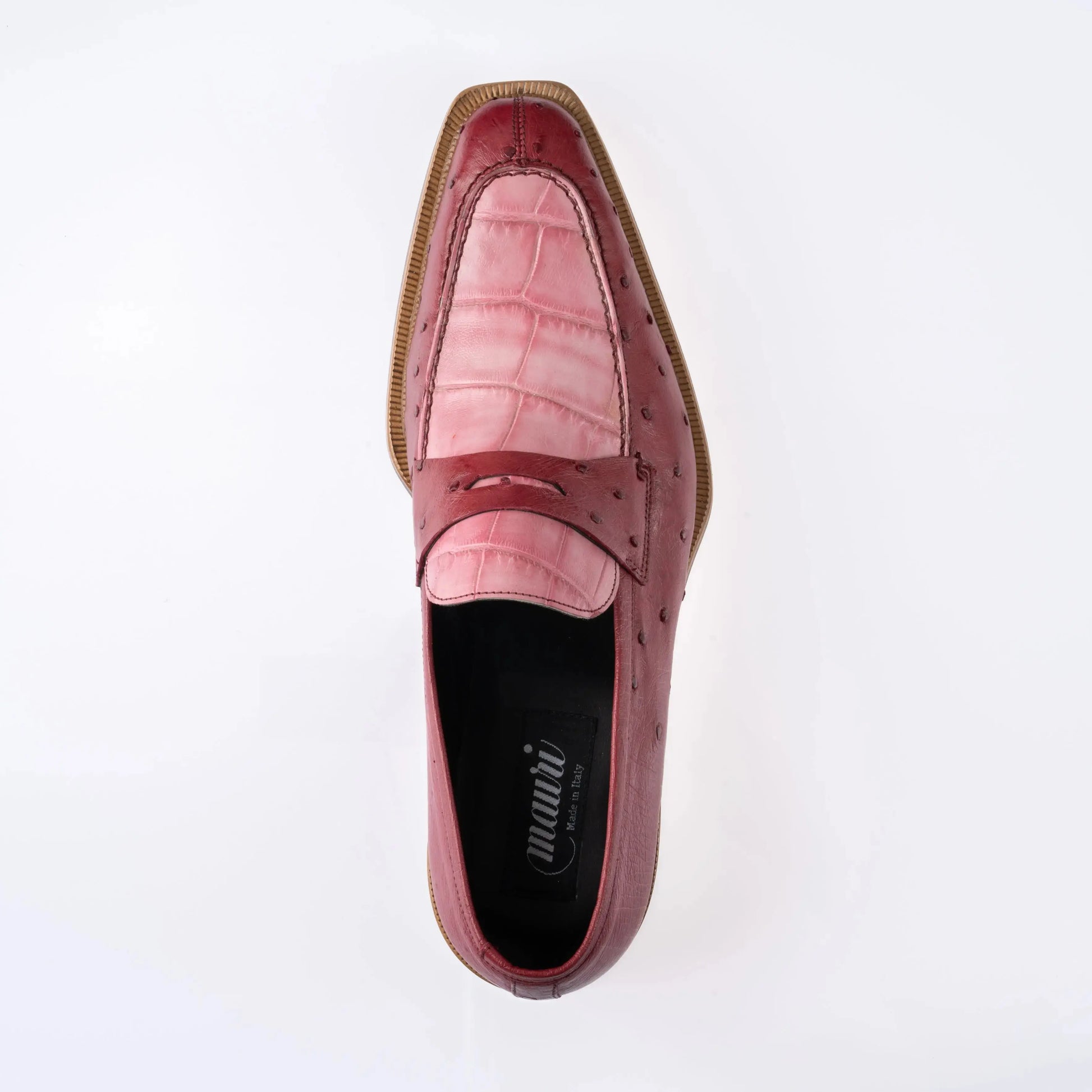 Mauri 3862 Ruby Red/Pink Genuine Ostrich/Alligator Loafers