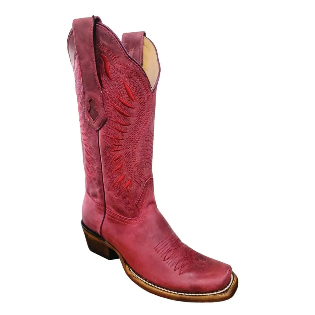 Los Altos 39N5012 Women's Red Genuine Leather Dubai Boots