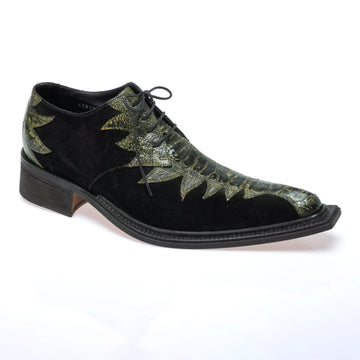 Mauri 42810/1 Black/Nathan Genuine Ostrich Leg/Suede Oxfords