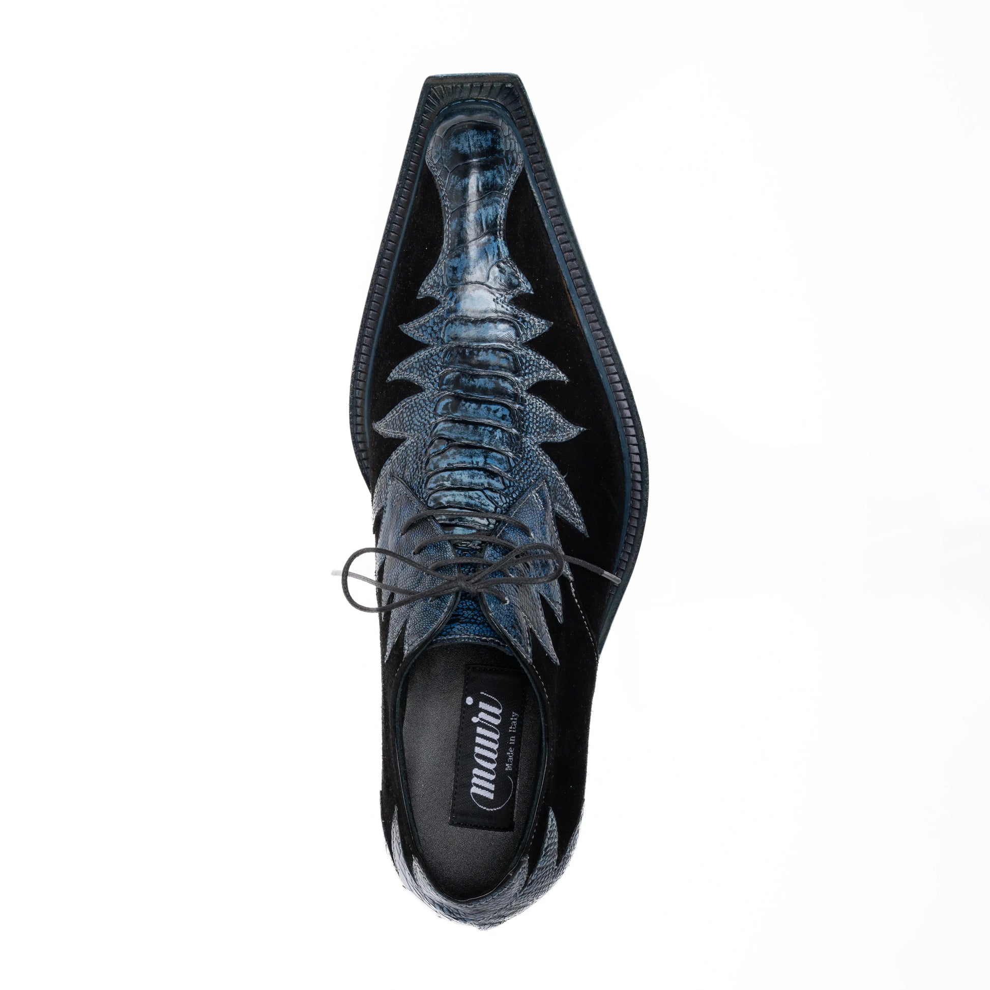 Mauri 42810/1 Black/Night Genuine Ostrich Leg/Suede Oxfords