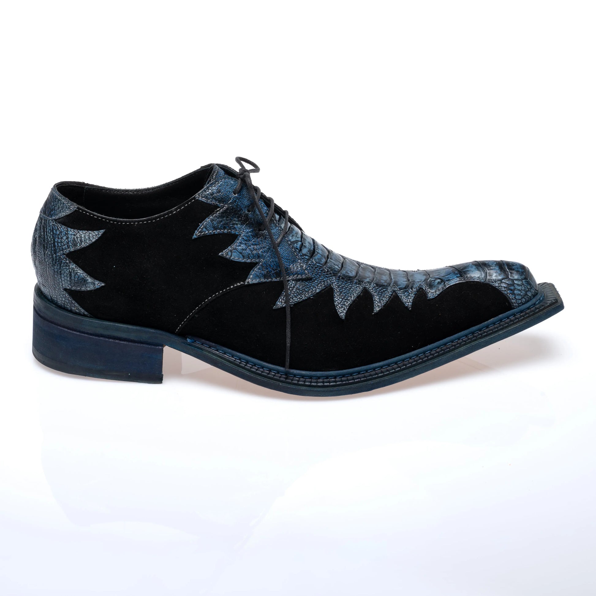 Mauri 42810/1 Black/Night Genuine Ostrich Leg/Suede Oxfords