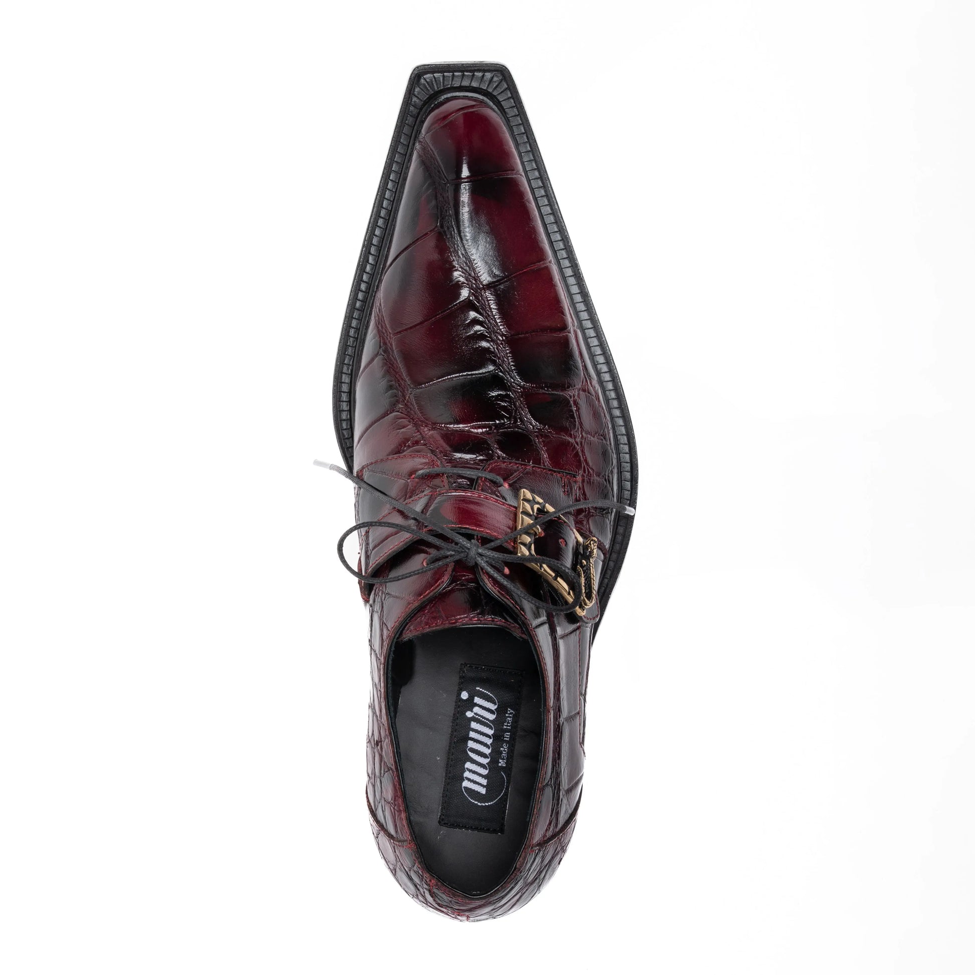 Mauri 44166/2 Ruby Red/Smoke Black Genuine Alligator Monk Strap Shoes