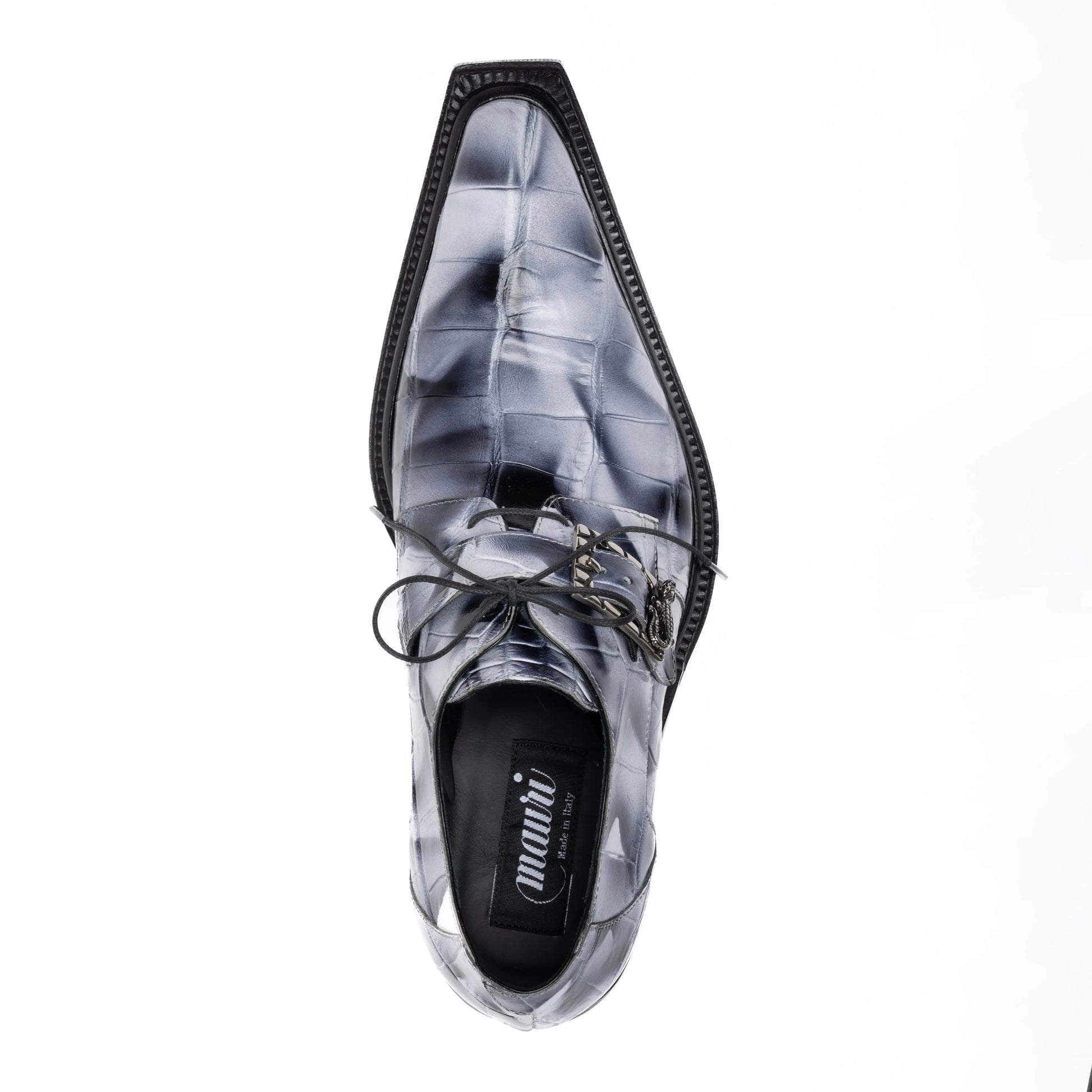 Mauri 44166/2 White/Smoke Black Genuine Alligator Monk Strap Shoes