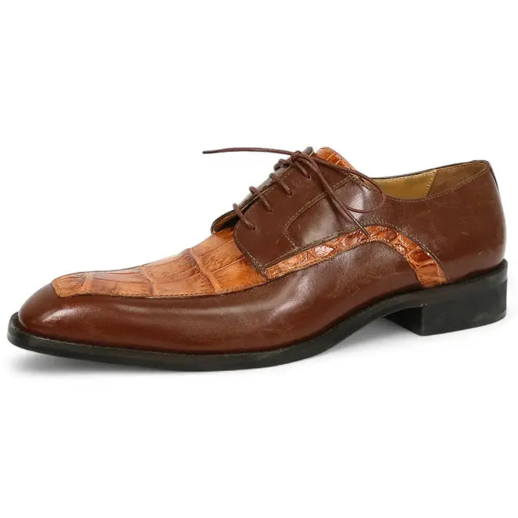 Mauri 4642/9 Gold/Cognac Genuine Alligator Hand Painted/Calf Oxfords