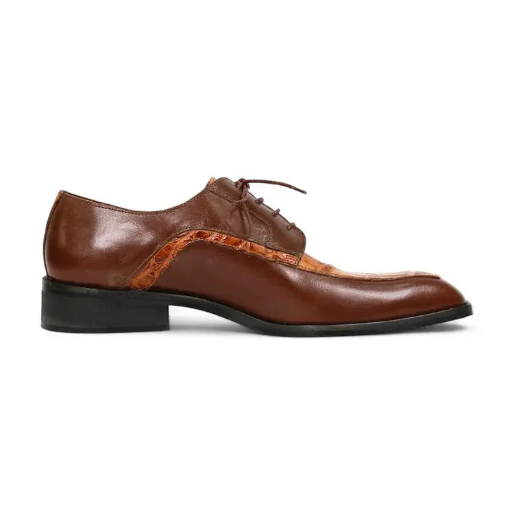 Mauri 4642/9 Gold/Cognac Genuine Alligator Hand Painted/Calf Oxfords