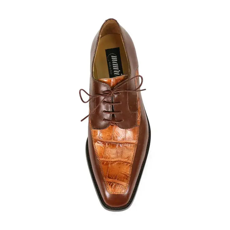 Mauri 4642/9 Gold/Cognac Genuine Alligator Hand Painted/Calf Oxfords