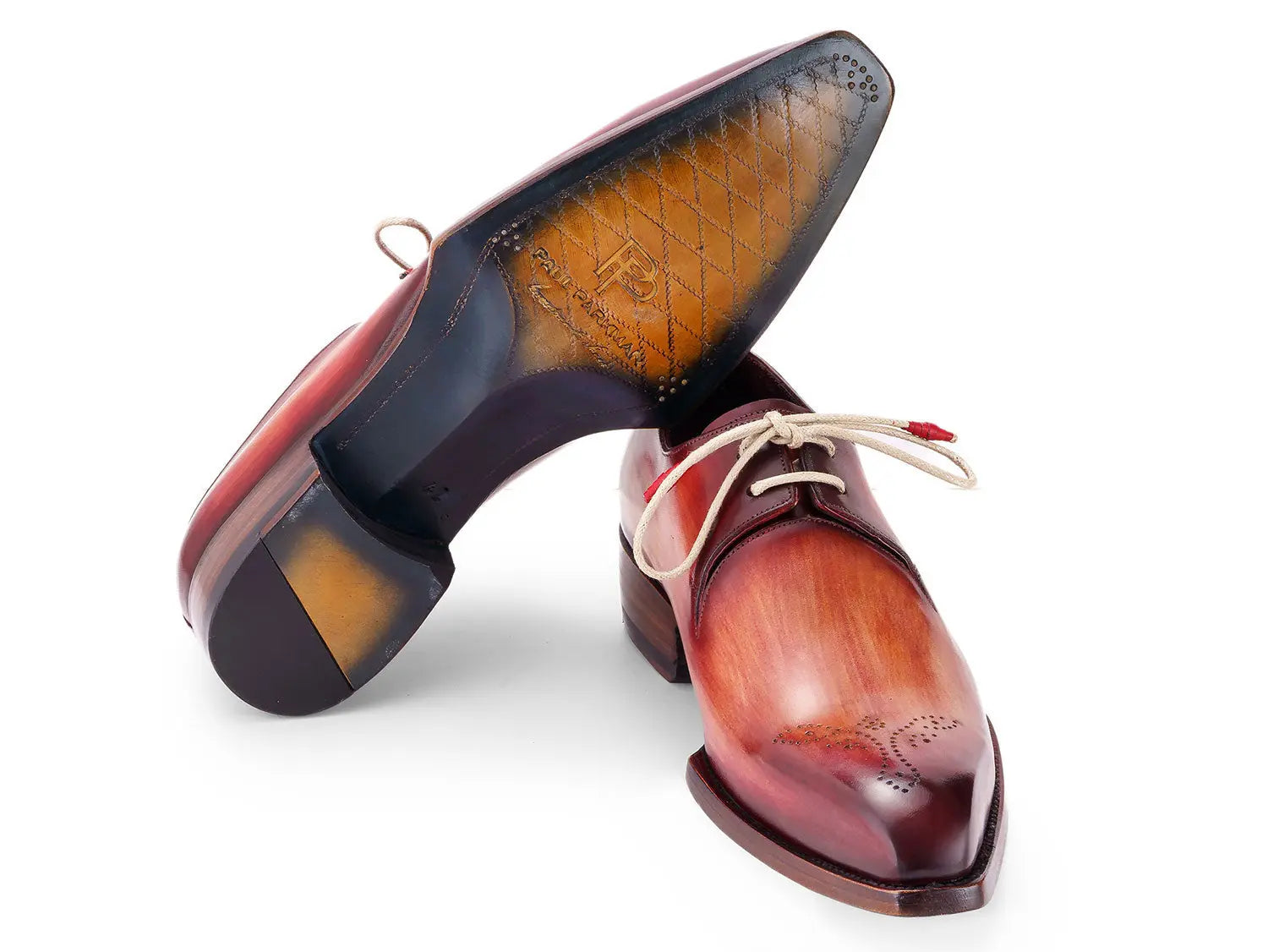 Paul Parkman Men's Reddish Brown Goodyear Welted Derby Shoes (ID#468R21) PAUL PARKMAN