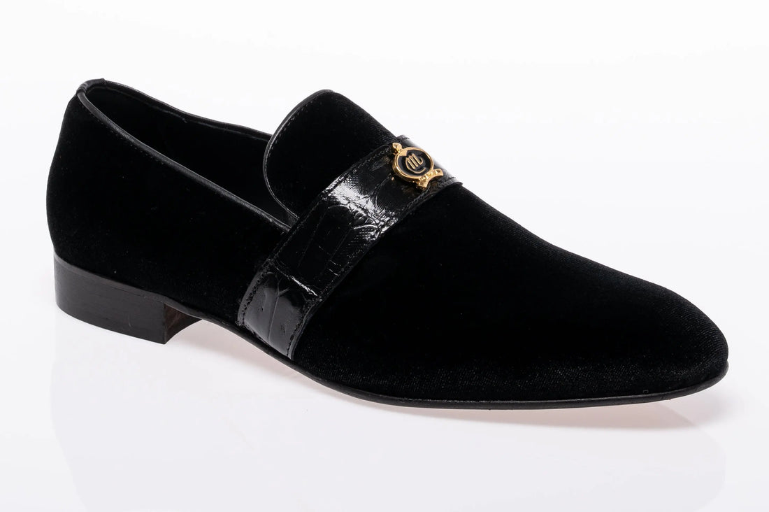 Mauri 4709/11 Black Genuine Velvet/Baby Crocodile Loafers