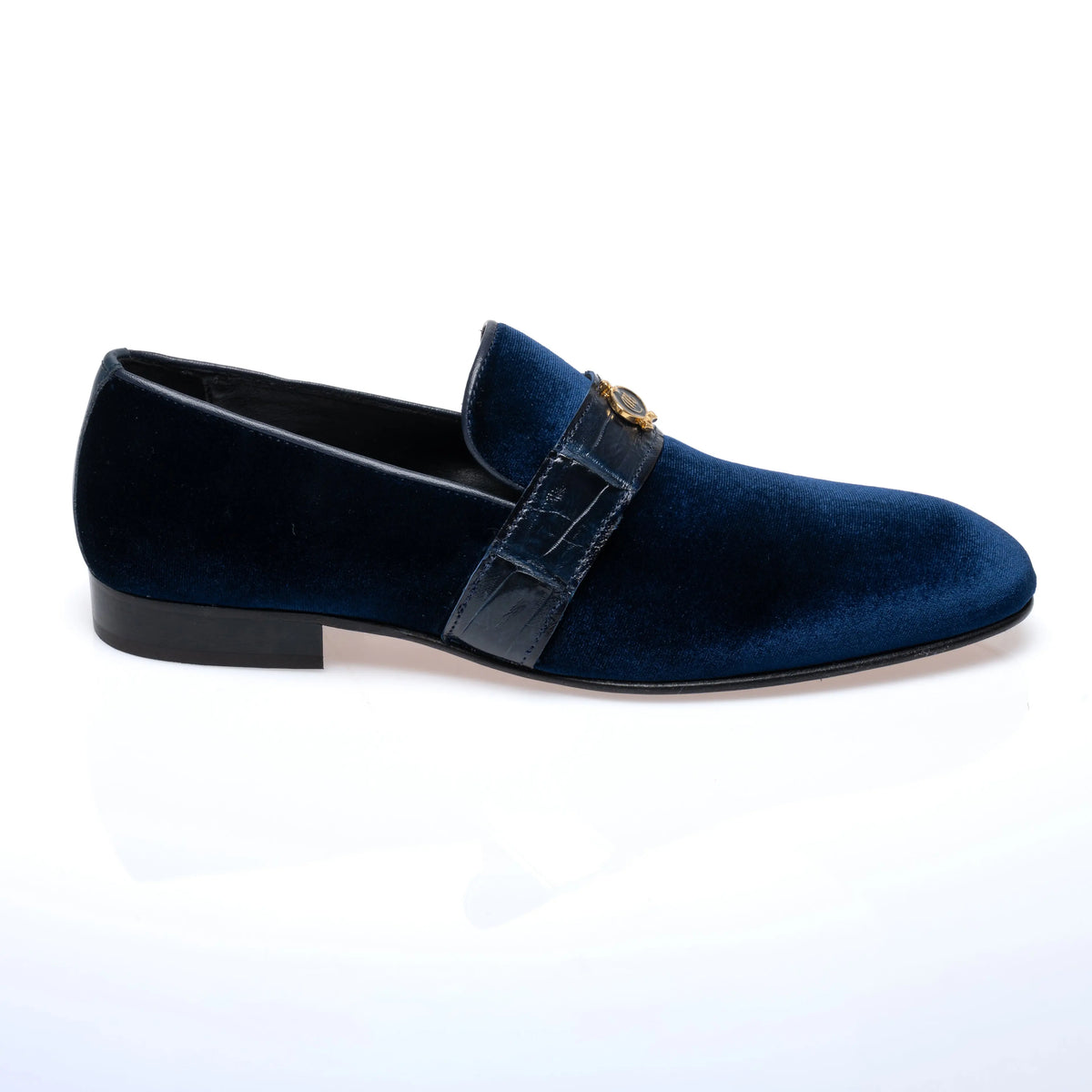 Mauri 4709/11 Wonder Blue Genuine Velvet/Baby Crocodile Loafers