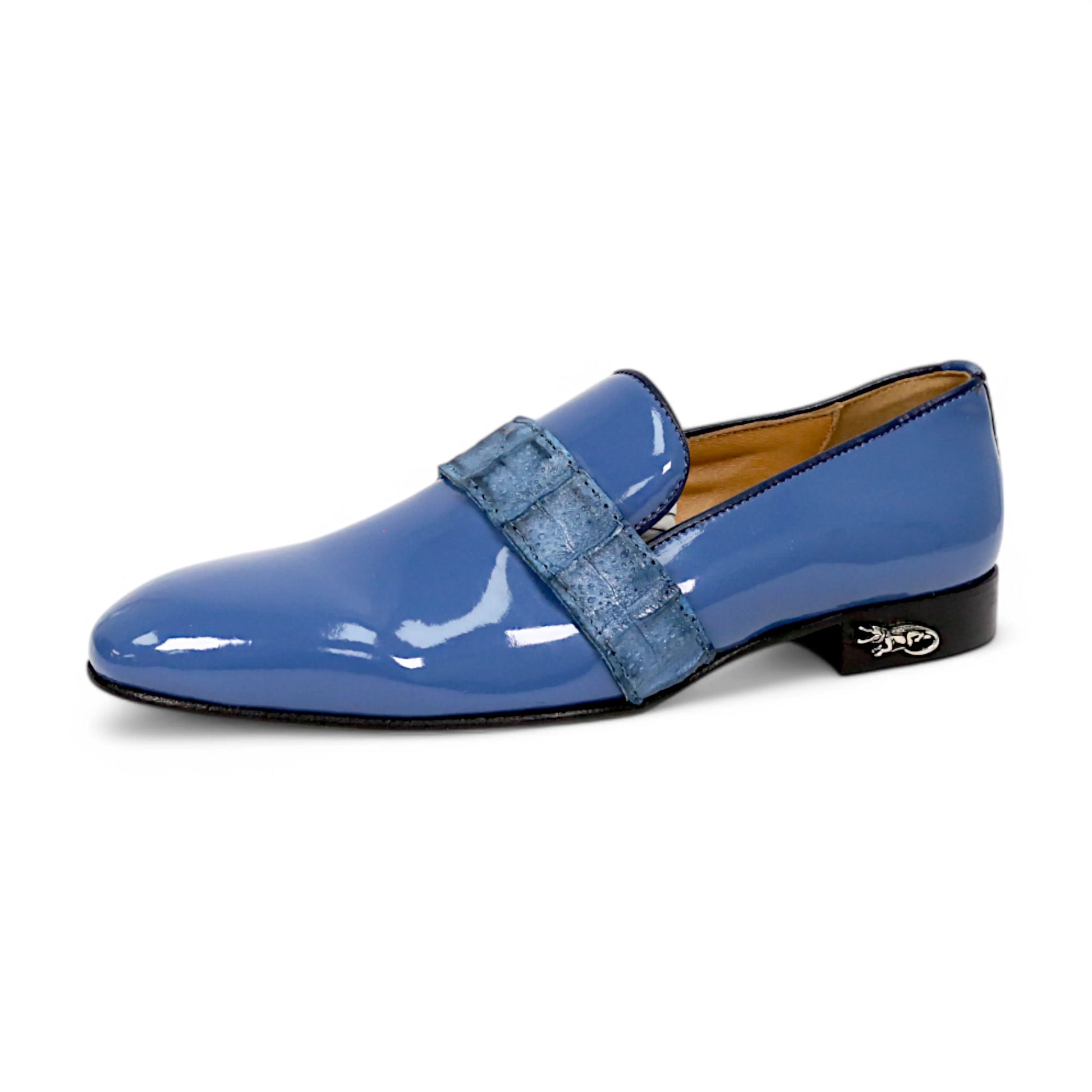 Mauri 4709/8 Caribbean Blue Genuine Hornback/Patent Hand Painted Loafers