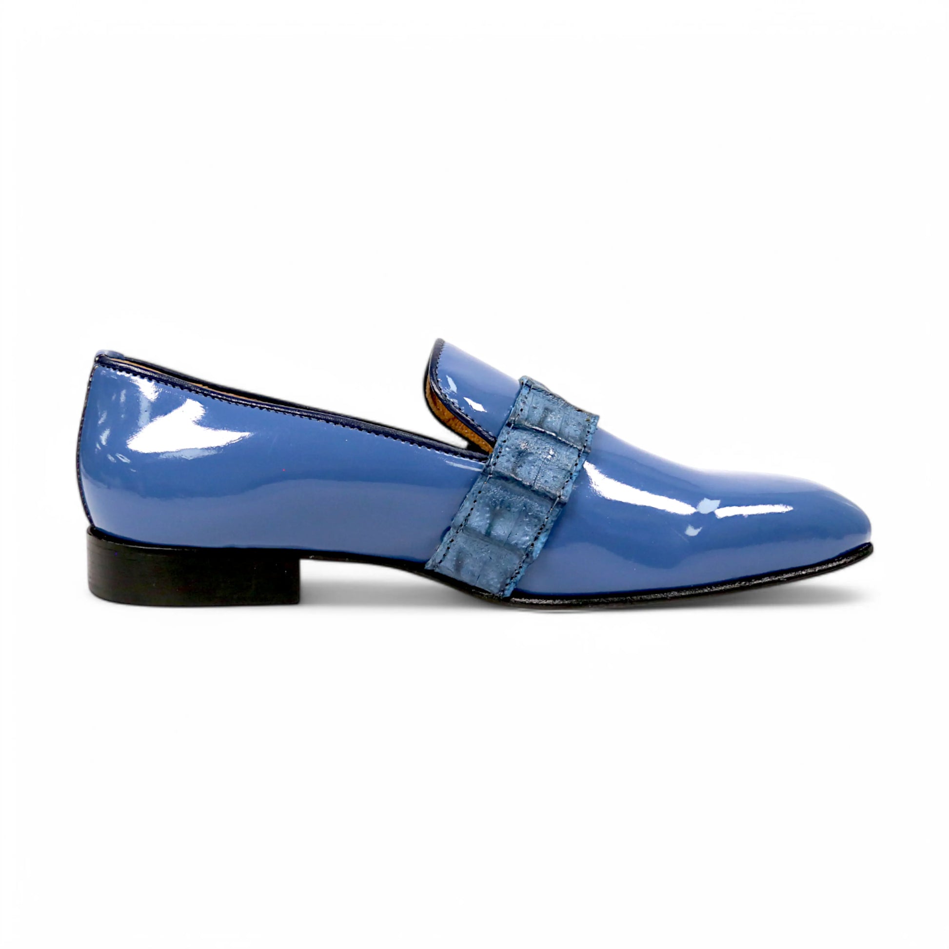 Mauri 4709/8 Caribbean Blue Genuine Hornback/Patent Hand Painted Loafers