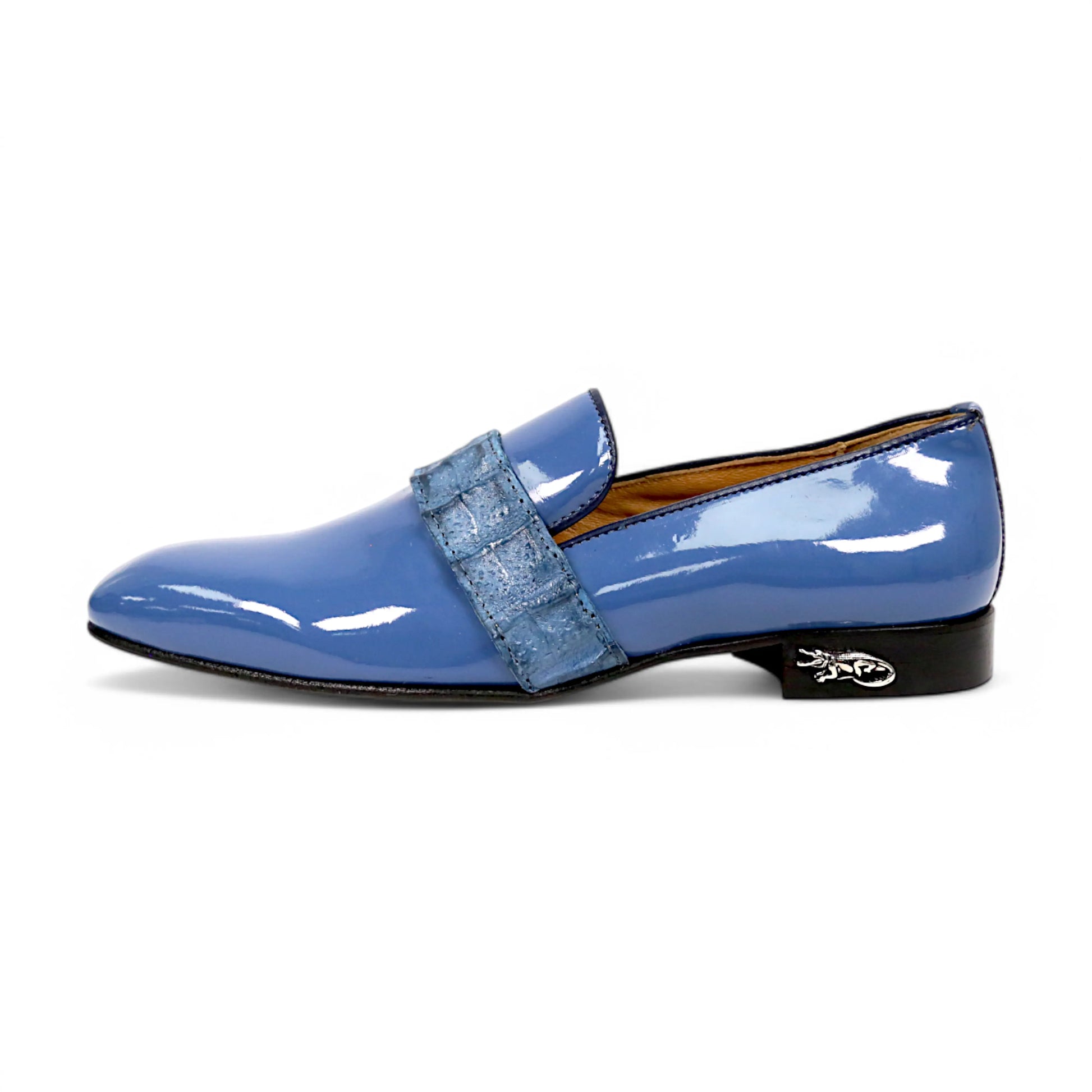 Mauri 4709/8 Caribbean Blue Genuine Hornback/Patent Hand Painted Loafers
