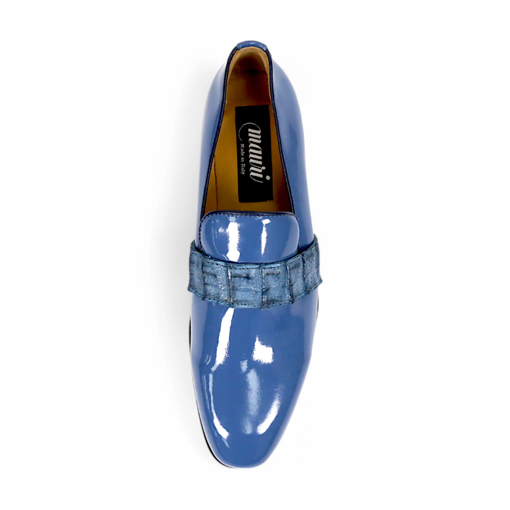 Mauri 4709/8 Caribbean Blue Genuine Hornback/Patent Hand Painted Loafers