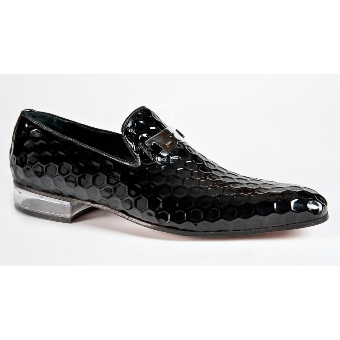 Mauri 4709/2 Black Genuine Honeycomb Patent Leather/Fabric Loafers Shoes