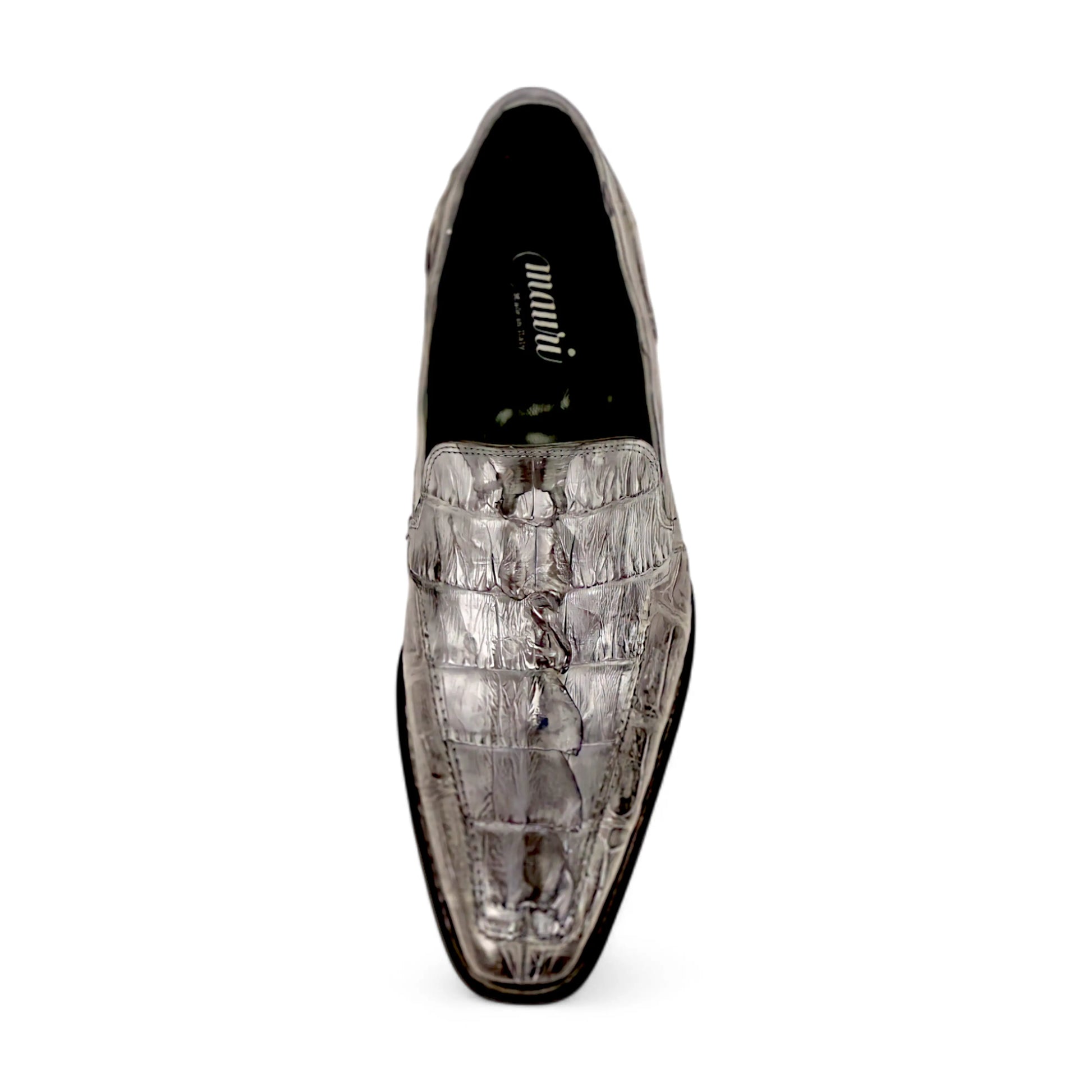 Mauri 4770/1 Light grey Genuine Baby Crocodile/Hornback Tail/Calf Hand Painted Loafers