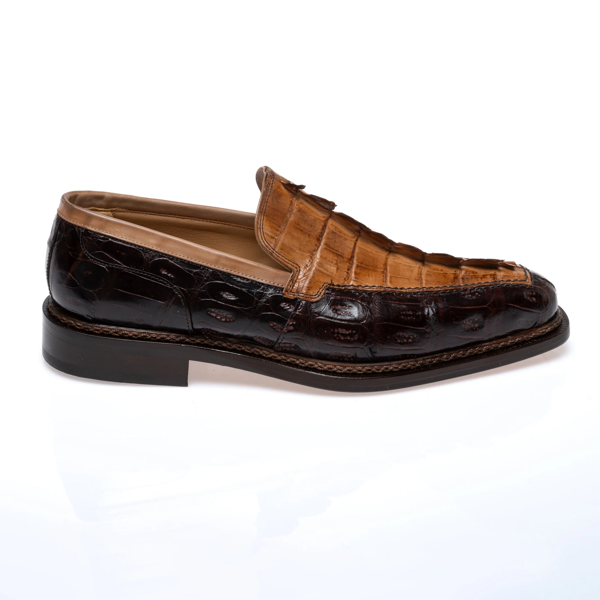 Mauri 4770/1 Sport Rust/Brandy Genuine Baby Crocodile/Hornback Tail Loafers