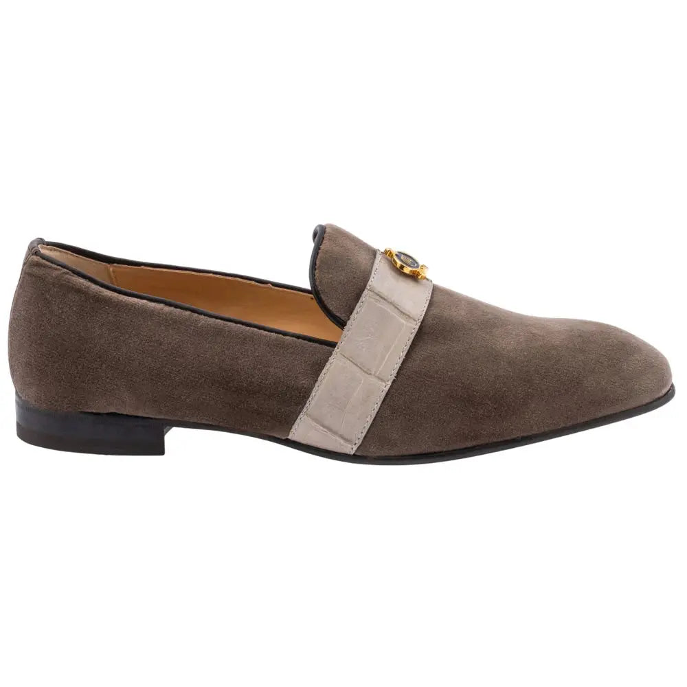Mauri 4709/11 Grey/Acre Genuine Velvet/Baby Crocodile Loafers