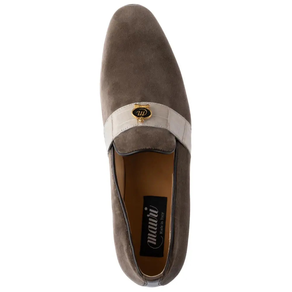 Mauri 4709/11 Grey/Acre Genuine Velvet/Baby Crocodile Loafers