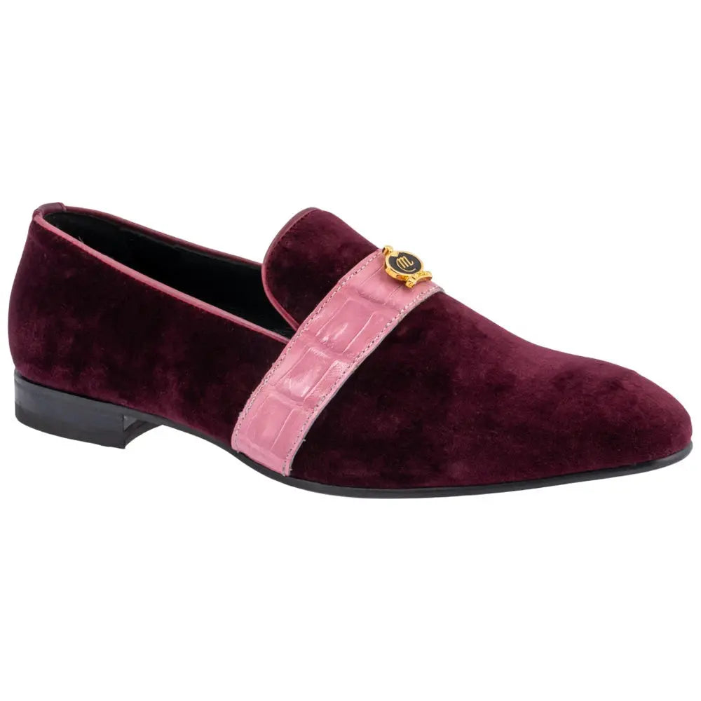 Mauri 4709/11 Ruby Red/Pink Genuine Velvet/Baby Crocodile Loafers
