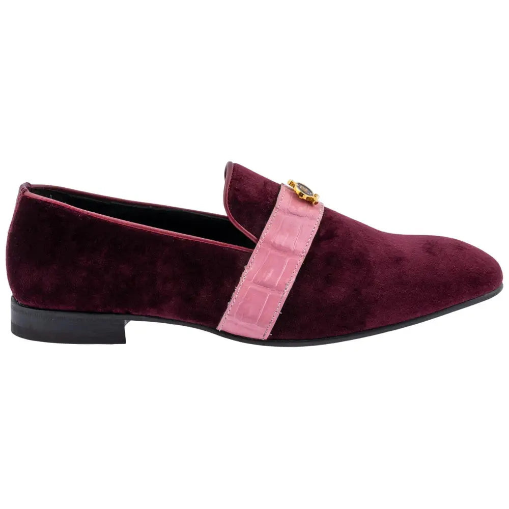 Mauri 4709/11 Ruby Red/Pink Genuine Velvet/Baby Crocodile Loafers