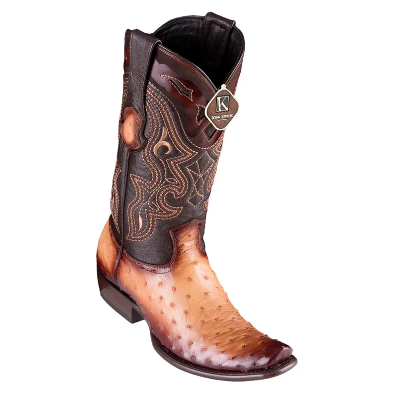 King Exotic 4790315 Men's Faded Oryx Genuine Ostrich Dubai Toe Cowboy Boots