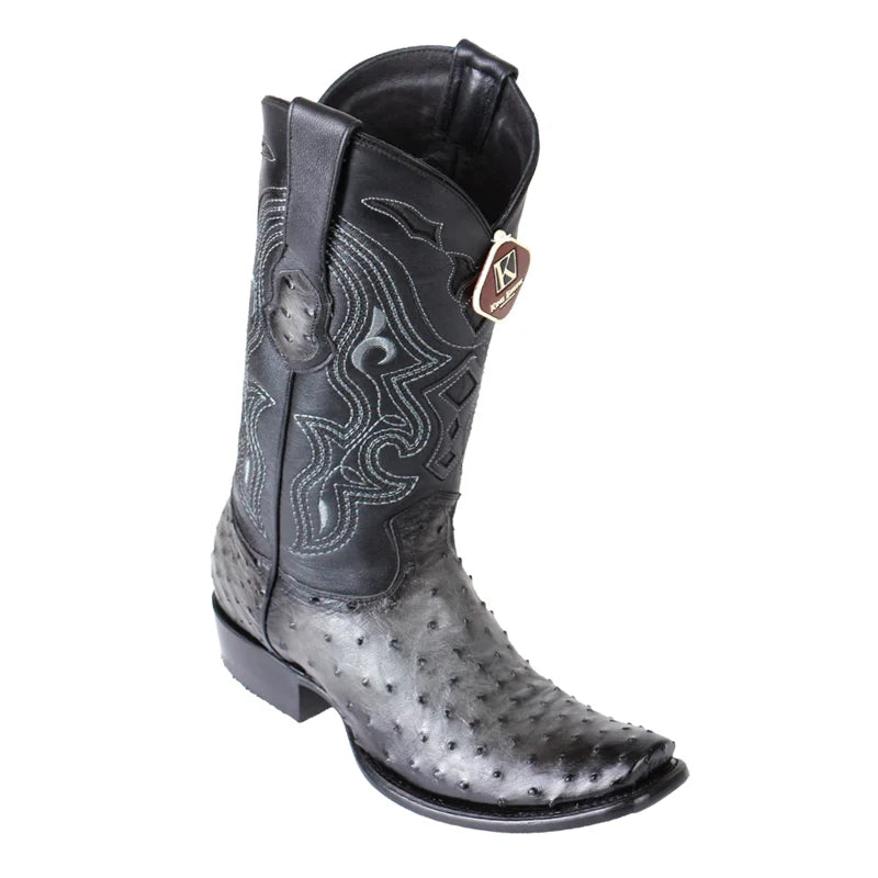 King Exotic 4790338 Men's Faded Gray Genuine Ostrich Dubai Toe Cowboy Boots