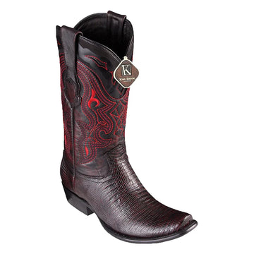 King Exotic 4790718 Men's Black Cherry Genuine Teju Lizard Dubai Toe Cowboy Boots