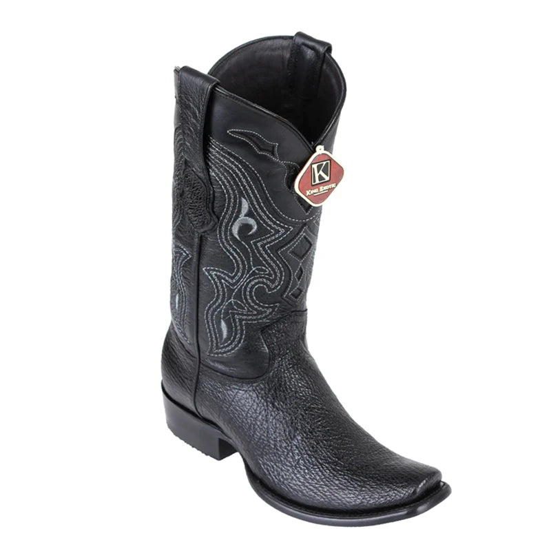 King Exotic 4790905 Men's Black Genuine Shark Dubai Toe Cowboy Boots