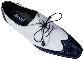 Mauri Adriano 4793 Wonder Blue Genuine Body Alligator/White Baby Crocodile Shoes
