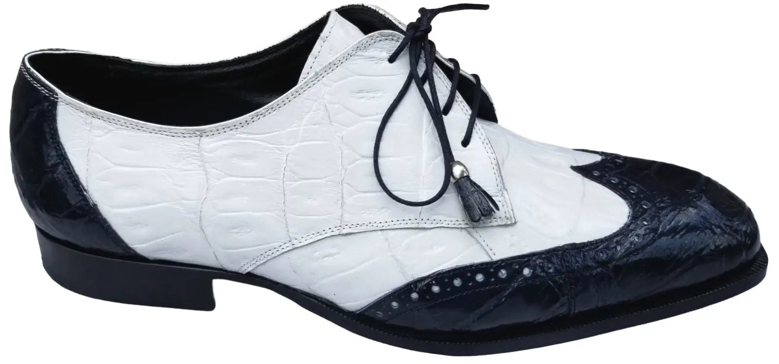 Mauri Adriano 4793 Wonder Blue Genuine Body Alligator/White Baby Crocodile Shoes