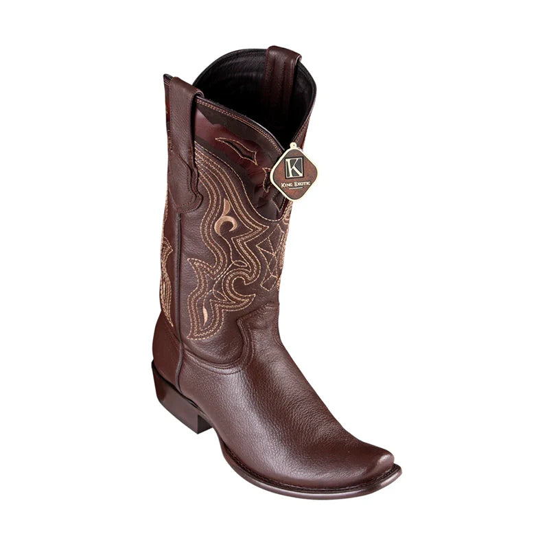 King Exotic 4795107 Men's Brown Genuine Elk Dubai Toe Cowboy Boots