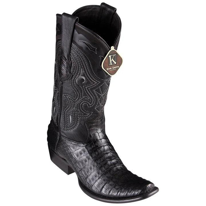 King Exotic 4798205 Men's Black Genuine Caiman Belly Dubai Toe Cowboy Boots