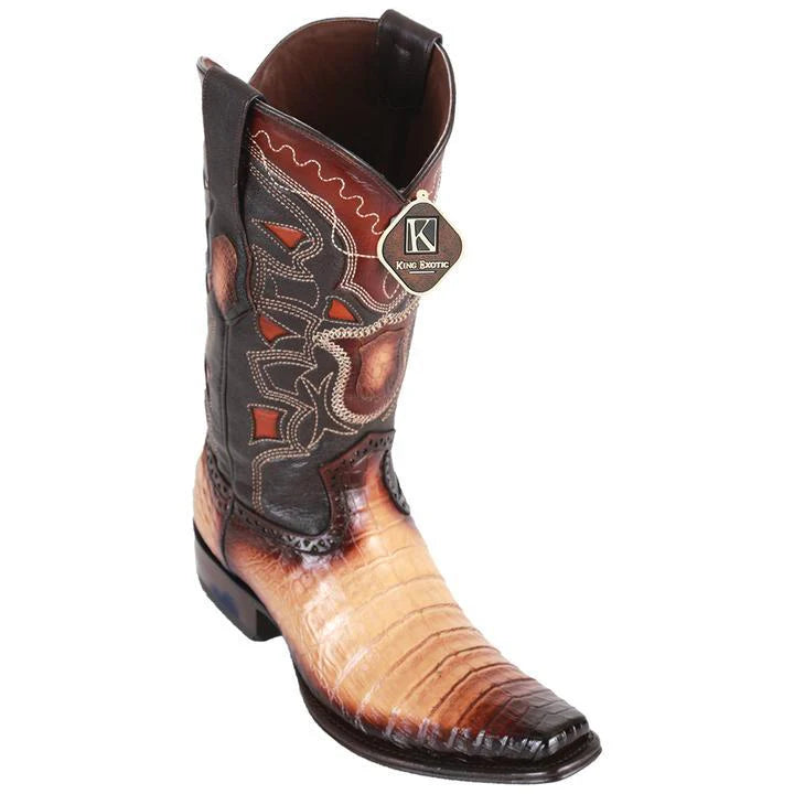 King Exotic 4798215 Men's Faded Oryx Genuine Caiman Belly Dubai Toe Cowboy Boots