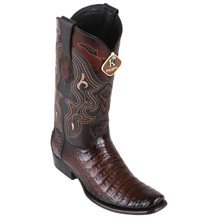 King Exotic 4798216 Men's Faded Brown Genuine Caiman Belly Dubai Toe Cowboy Boots