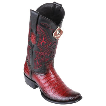 King Exotic 4798243 Men's Faded Burgundy Genuine Caiman Belly Dubai Toe Cowboy Boots