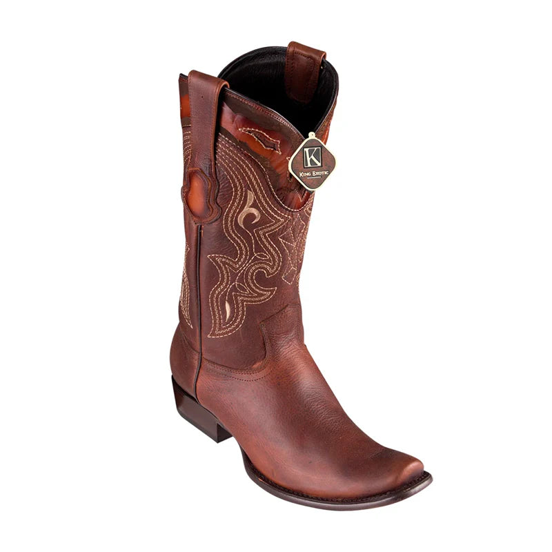 King Exotic 4799940 Men's Walnut Genuine Leather Dubai Toe Cowboy Boots