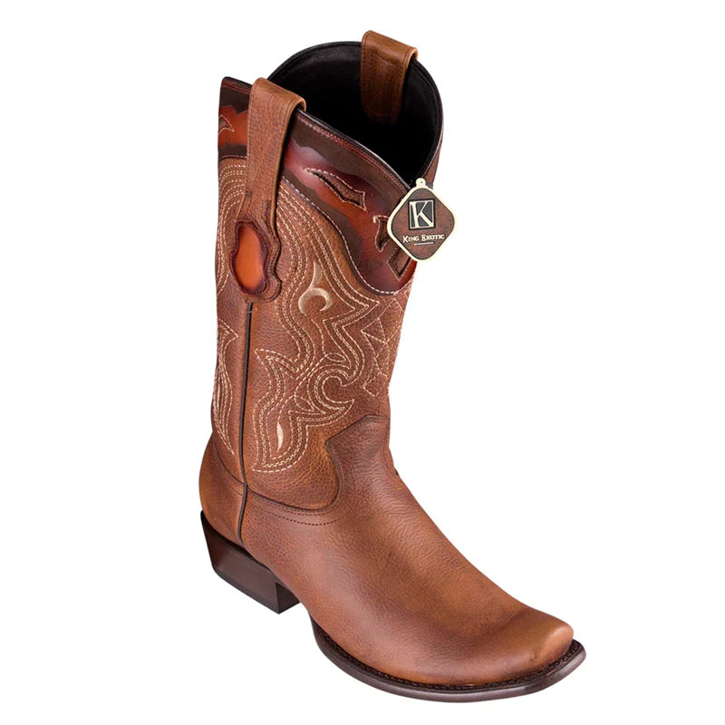 King Exotic 4799951 Men's Honey Genuine Leather Dubai Toe Cowboy Boots