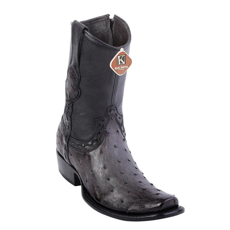 King Exotic 479B0338 Men's Faded Gray Genuine Ostrich Dubai Toe Cowboy Boots