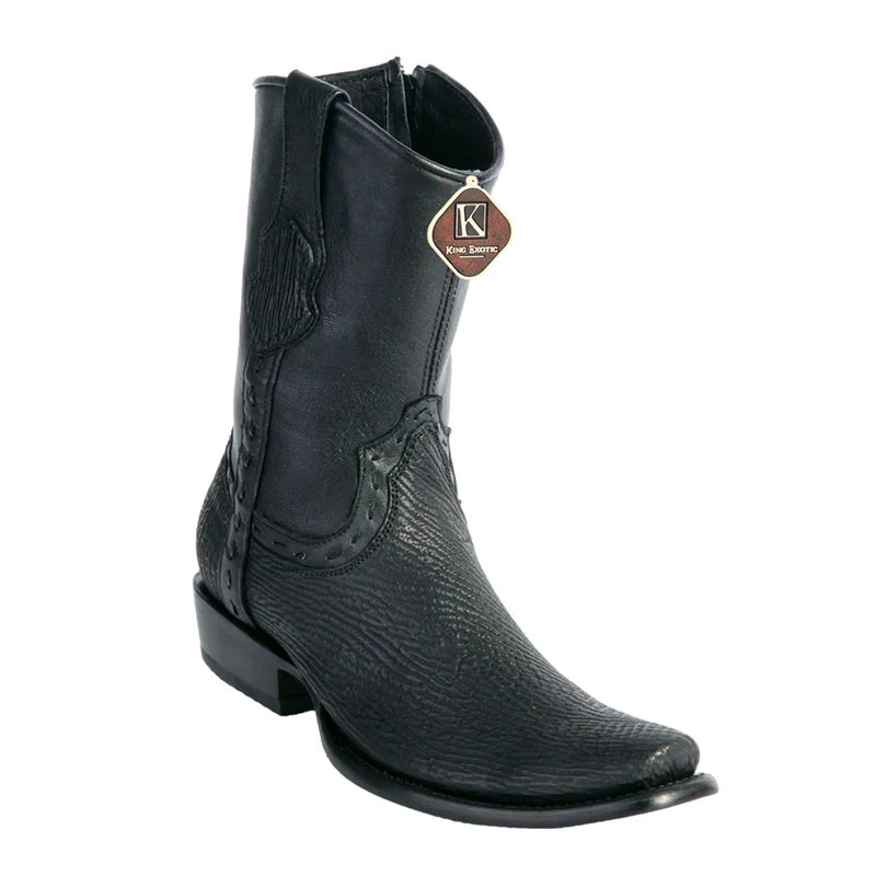 King Exotic 479B0905 Men's Black Genuine Shark Dubai Toe Cowboy Boots